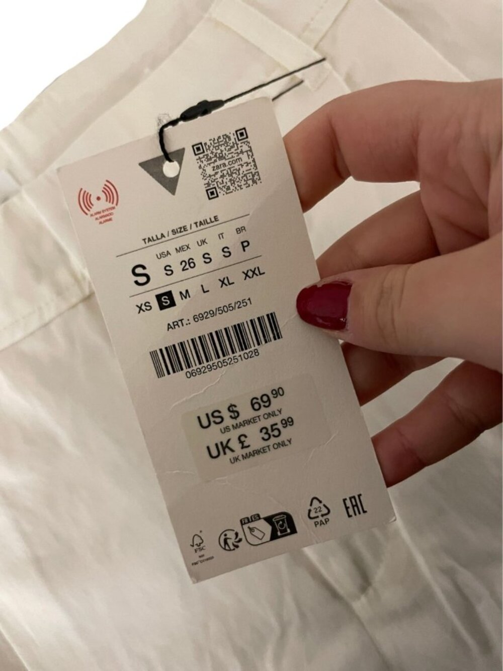 Zara Womens Trousers Pants wide S Oyster White High-Waisted Pleated 6929/505 NWT - Picture 6 of 13